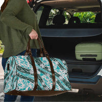 Cyan Tahiti Tiare Monstera Travel Bag Polynesian Pattern Curve Style - Polynesian Pride