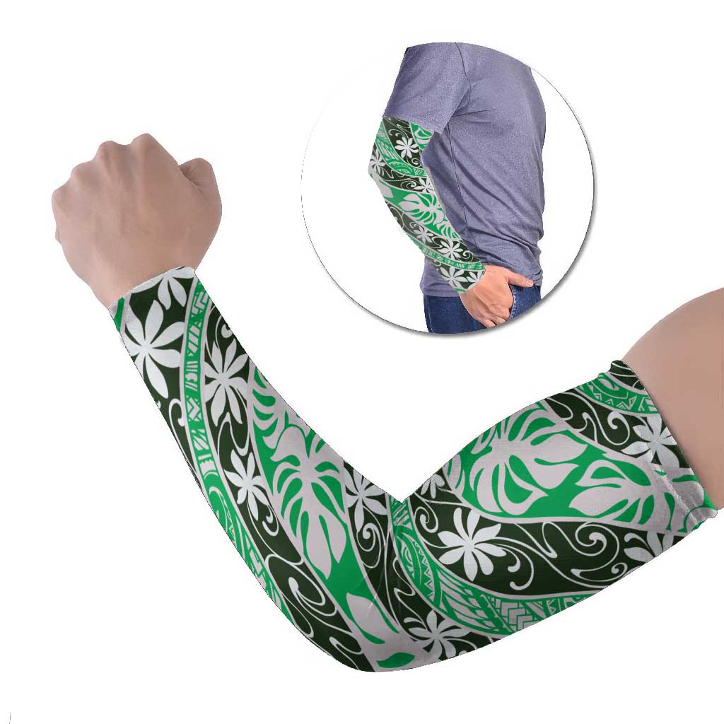 Matie Tahiti Tiare Monstera Arm Sleeves Polynesian Pattern Curve Style - Polynesian Pride