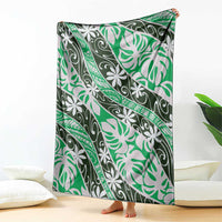 Matie Tahiti Tiare Monstera Blanket Polynesian Pattern Curve Style - Polynesian Pride