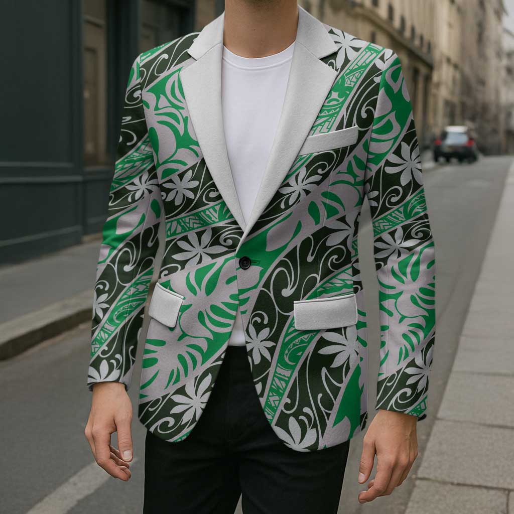 Matie Tahiti Tiare Monstera Blazer Polynesian Pattern Curve Style - Polynesian Pride