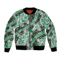 Matie Tahiti Tiare Monstera Bomber Jacket Polynesian Pattern Curve Style - Polynesian Pride