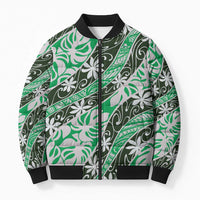 Matie Tahiti Tiare Monstera Bomber Puffer Jacket Polynesian Pattern Curve Style - Polynesian Pride
