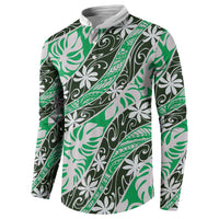Matie Tahiti Tiare Monstera Button Sweatshirt Polynesian Pattern Curve Style - Polynesian Pride