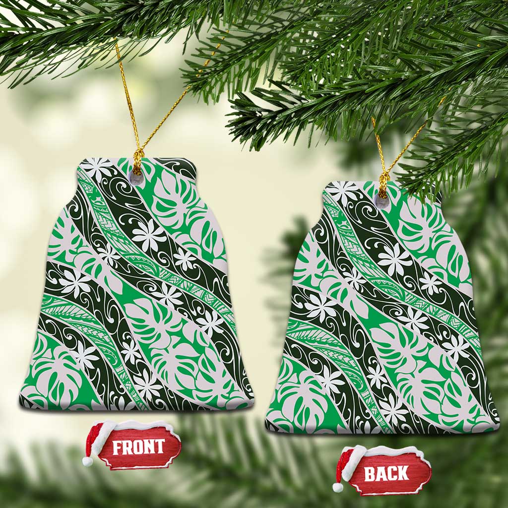 Matie Tahiti Tiare Monstera Ceramic Ornament Polynesian Pattern Curve Style - Polynesian Pride