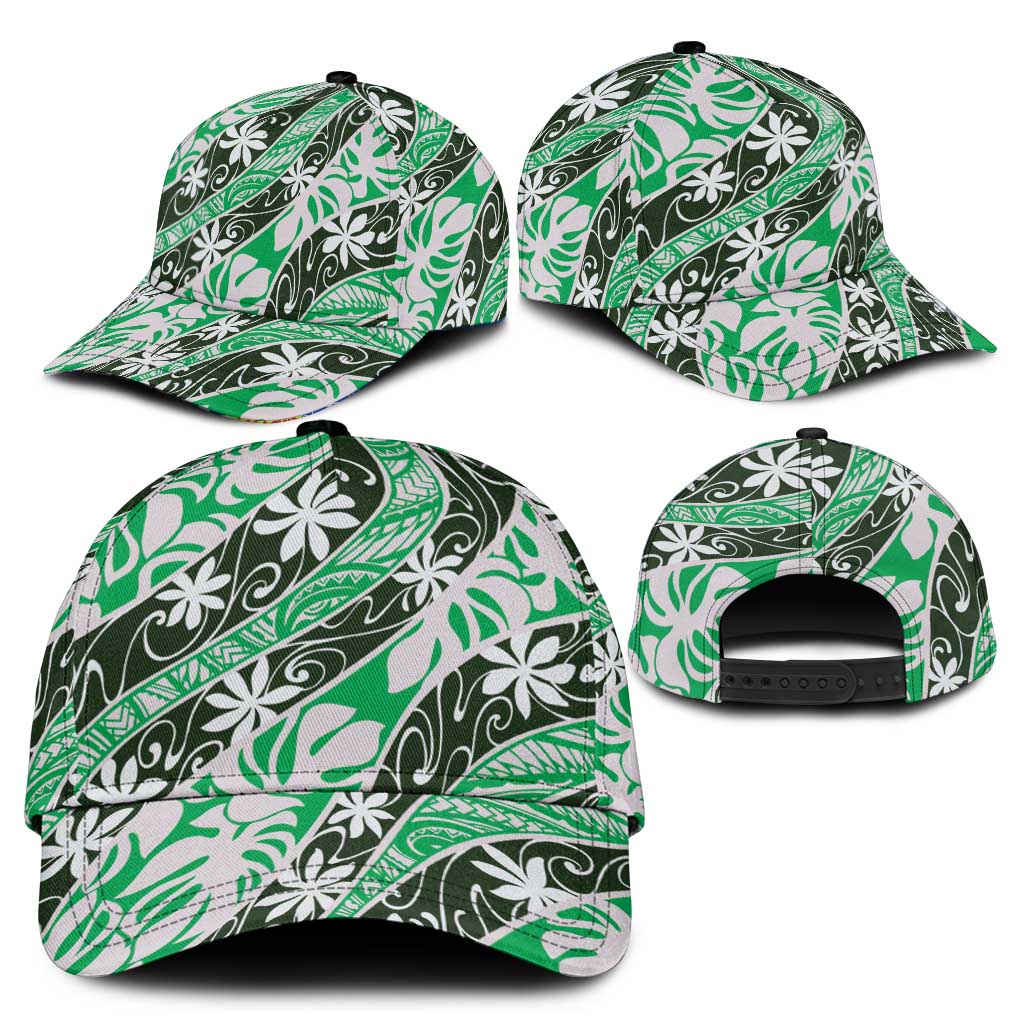 Matie Tahiti Tiare Monstera Classic Cap Polynesian Pattern Curve Style - Polynesian Pride
