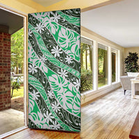 Matie Tahiti Tiare Monstera Door Cover Polynesian Pattern Curve Style - Polynesian Pride