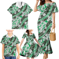 Matie Tahiti Tiare Monstera Family Matching Mermaid Dress and Hawaiian Shirt Polynesian Pattern Curve Style - Polynesian Pride