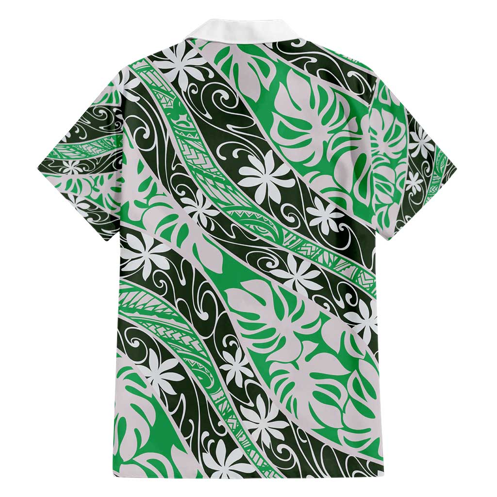 Matie Tahiti Tiare Monstera Family Matching Short Sleeve Bodycon Dress and Hawaiian Shirt Polynesian Pattern Curve Style - Polynesian Pride