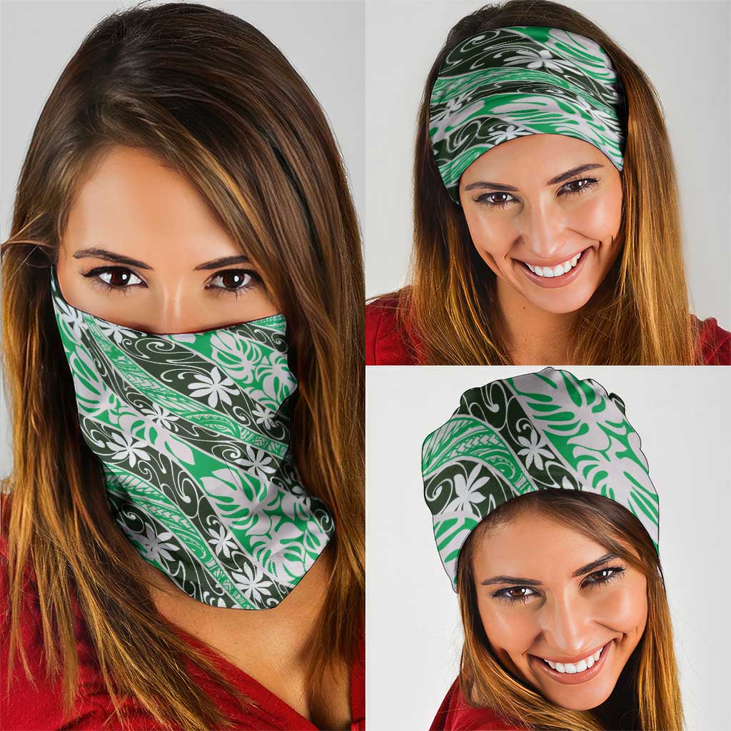 Matie Tahiti Tiare Monstera Neck Gaiter Polynesian Pattern Curve Style - Polynesian Pride