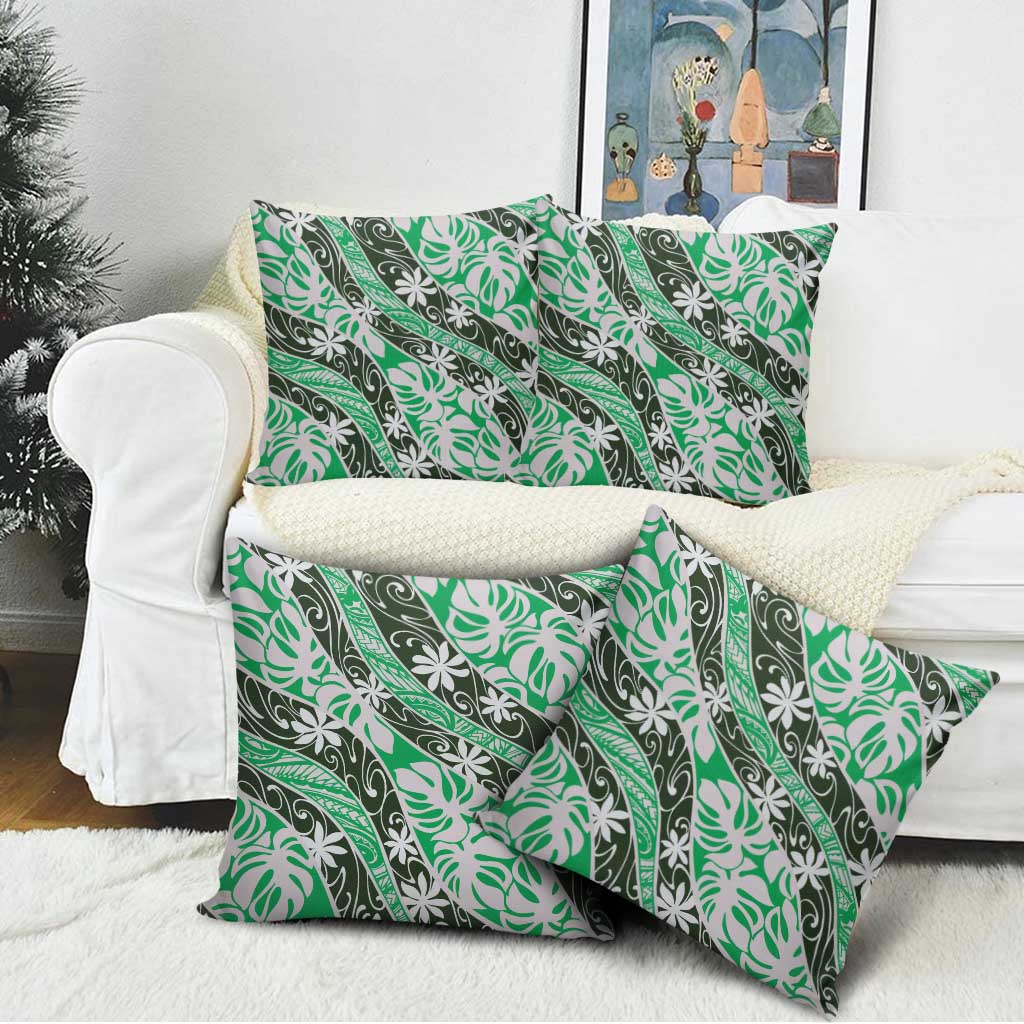 Matie Tahiti Tiare Monstera Pillow Cover Polynesian Pattern Curve Style - Polynesian Pride