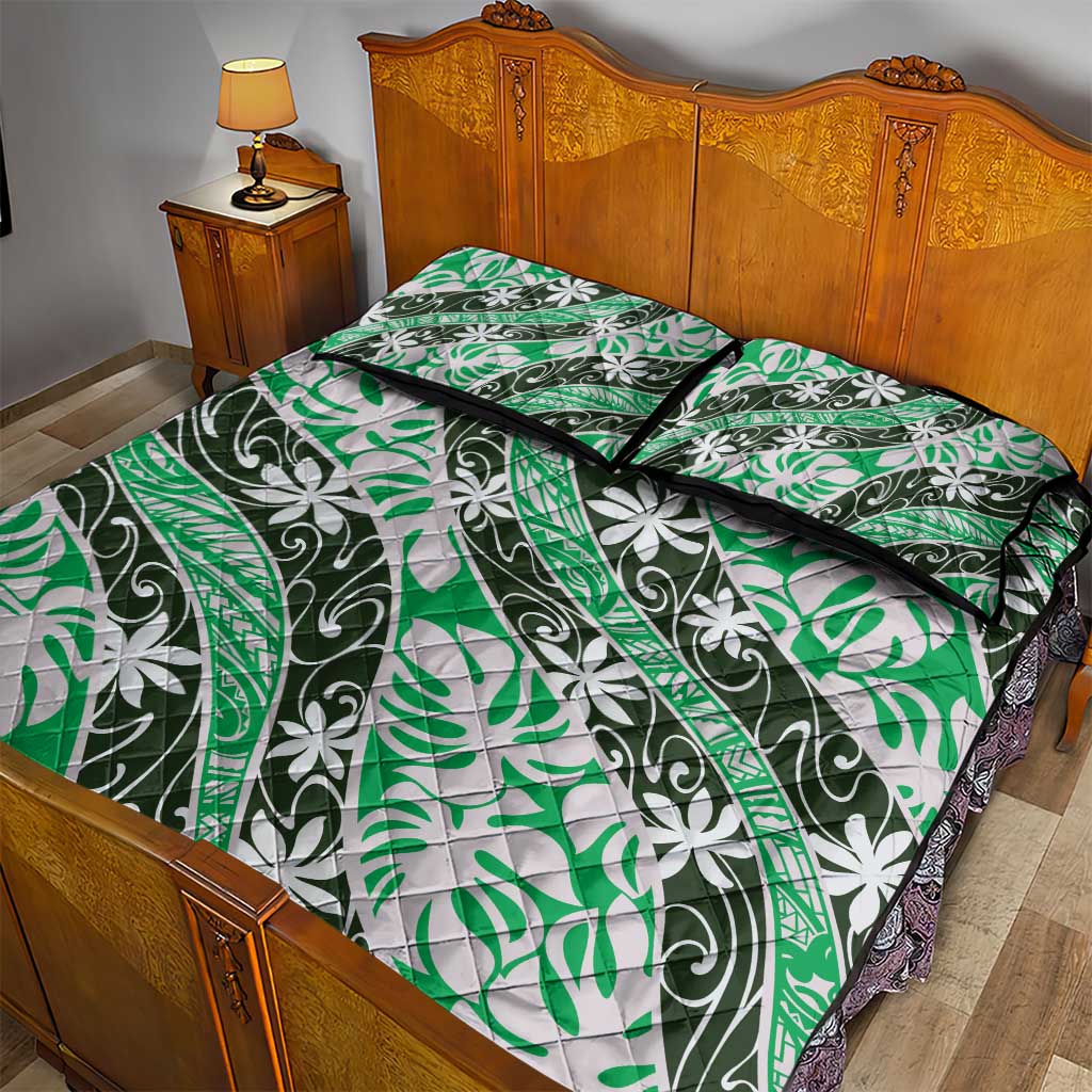 Matie Tahiti Tiare Monstera Quilt Bed Set Polynesian Pattern Curve Style - Polynesian Pride