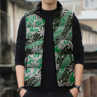 Matie Tahiti Tiare Monstera Sleeveless Puffer Jacket Polynesian Pattern Curve Style - Polynesian Pride