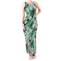 Matie Tahiti Tiare Monstera Tank Maxi Dress Polynesian Pattern Curve Style - Polynesian Pride