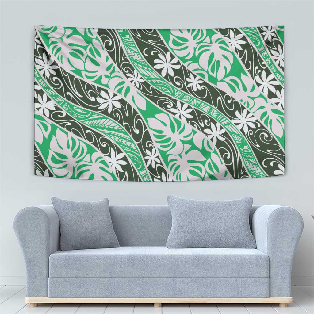 Matie Tahiti Tiare Monstera Tapestry Polynesian Pattern Curve Style - Polynesian Pride
