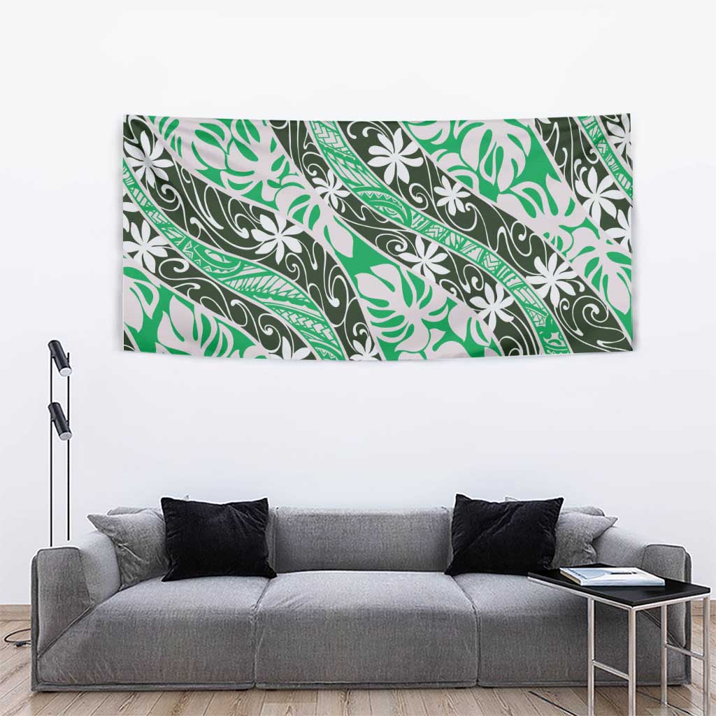 Matie Tahiti Tiare Monstera Tapestry Polynesian Pattern Curve Style - Polynesian Pride