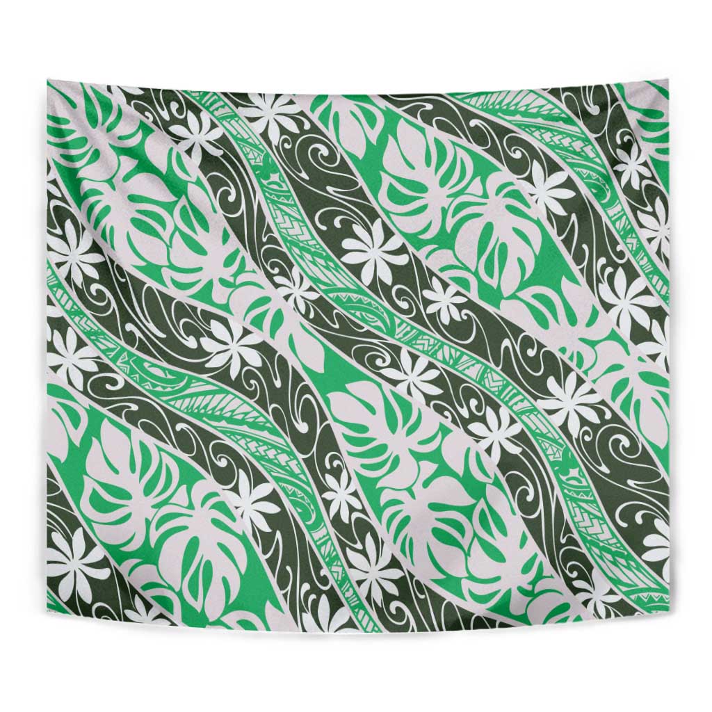 Matie Tahiti Tiare Monstera Tapestry Polynesian Pattern Curve Style - Polynesian Pride