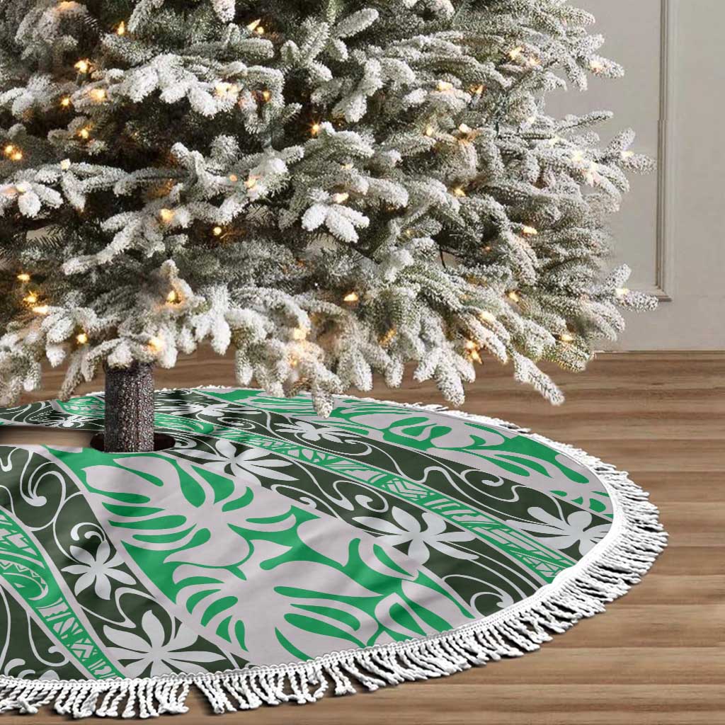 Matie Tahiti Tiare Monstera Tree Skirt Polynesian Pattern Curve Style - Polynesian Pride