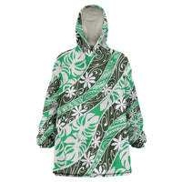 Matie Tahiti Tiare Monstera Wearable Blanket Hoodie Polynesian Pattern Curve Style - Polynesian Pride