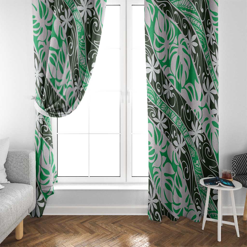 Matie Tahiti Tiare Monstera Window Curtain Polynesian Pattern Curve Style - Polynesian Pride