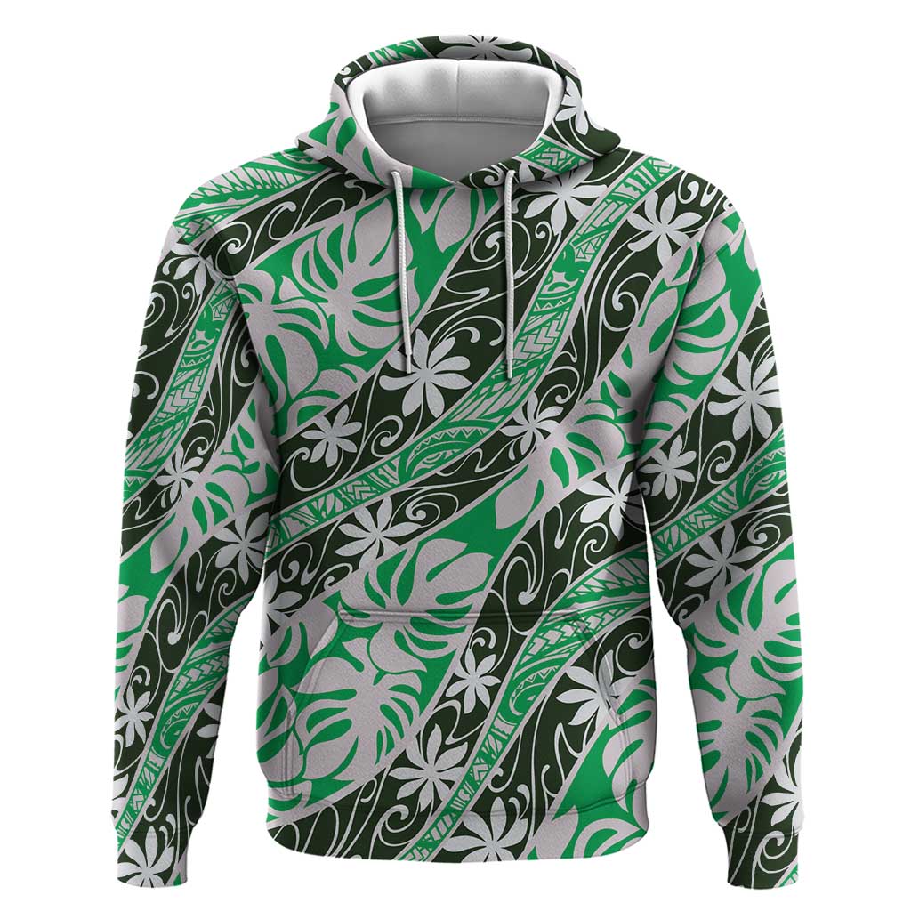 Matie Tahiti Tiare Monstera Zip Hoodie Polynesian Pattern Curve Style - Polynesian Pride