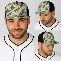 Olive Tahiti Tiare Monstera Baseball Net Cap Polynesian Pattern Curve Style - Polynesian Pride