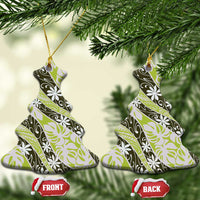 Olive Tahiti Tiare Monstera Ceramic Ornament Polynesian Pattern Curve Style - Polynesian Pride