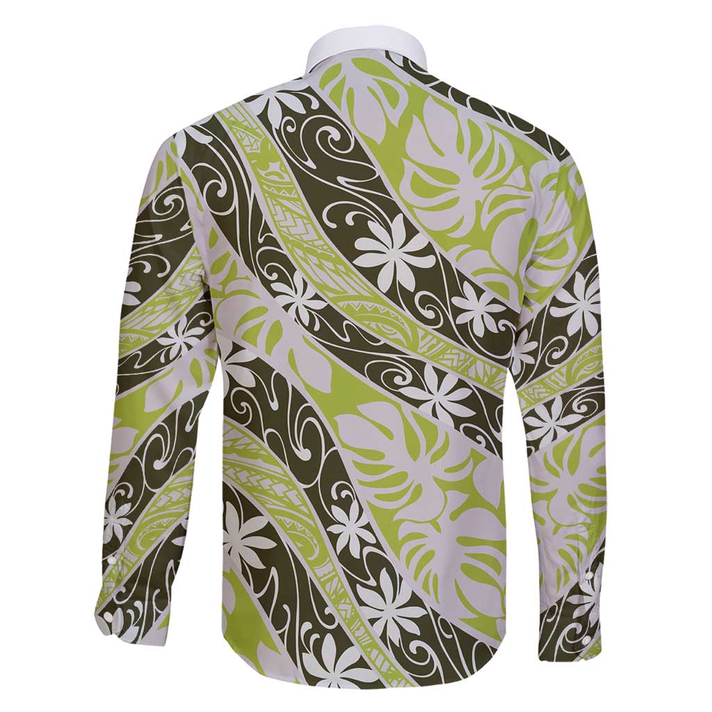 Olive Tahiti Tiare Monstera Family Matching Mermaid Dress and Hawaiian Shirt Polynesian Pattern Curve Style - Polynesian Pride