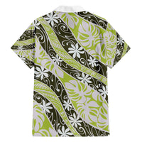 Olive Tahiti Tiare Monstera Family Matching Off Shoulder Maxi Dress and Hawaiian Shirt Polynesian Pattern Curve Style - Polynesian Pride