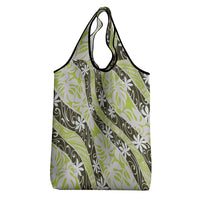 Olive Tahiti Tiare Monstera Grocery Bag Polynesian Pattern Curve Style - Polynesian Pride