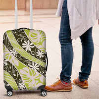 Olive Tahiti Tiare Monstera Luggage Cover Polynesian Pattern Curve Style - Polynesian Pride