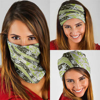 Olive Tahiti Tiare Monstera Neck Gaiter Polynesian Pattern Curve Style - Polynesian Pride