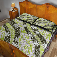 Olive Tahiti Tiare Monstera Quilt Bed Set Polynesian Pattern Curve Style - Polynesian Pride