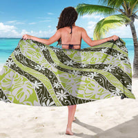 Olive Tahiti Tiare Monstera Sarong Polynesian Pattern Curve Style - Polynesian Pride