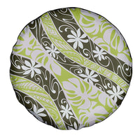 Olive Tahiti Tiare Monstera Spare Tire Cover Polynesian Pattern Curve Style - Polynesian Pride