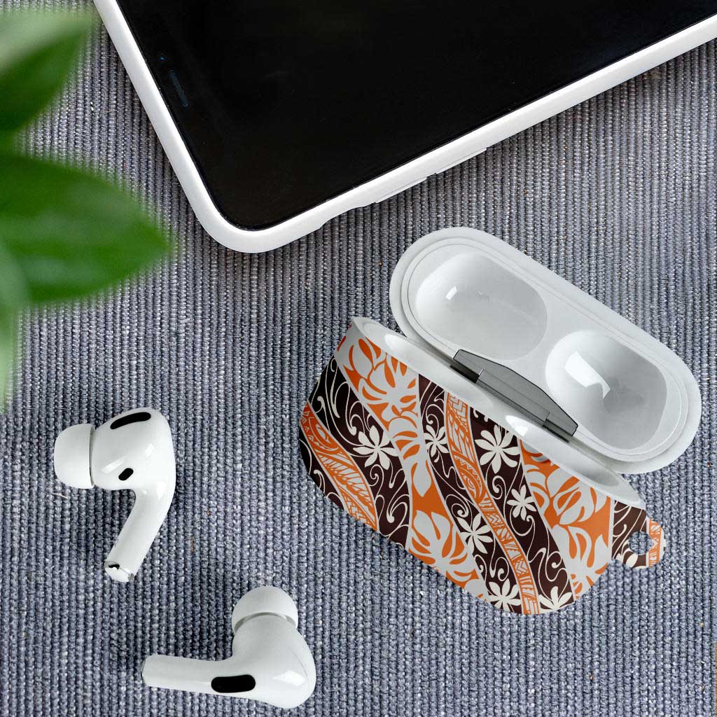 Puatou Tahiti Tiare Monstera AirPods Case Polynesian Pattern Curve Style - Polynesian Pride