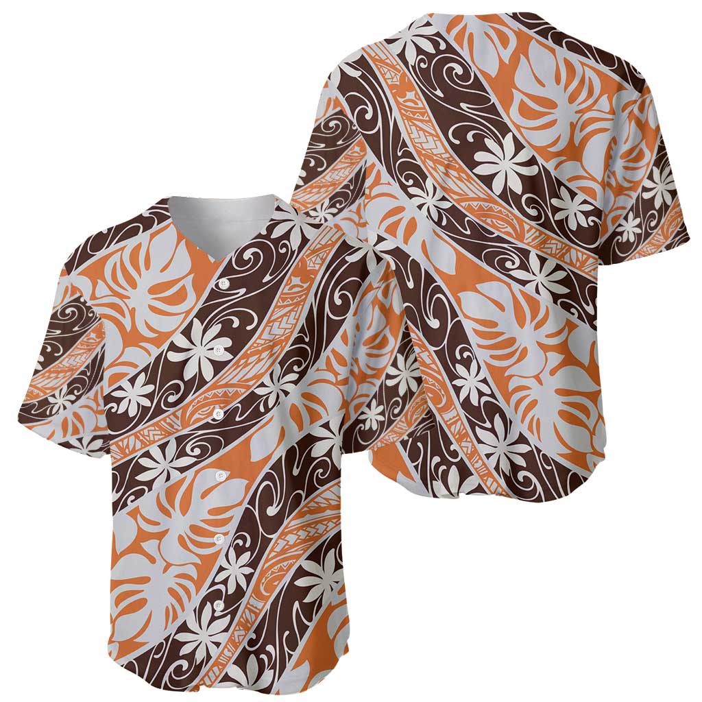 Puatou Tahiti Tiare Monstera Baseball Jersey Polynesian Pattern Curve Style - Polynesian Pride