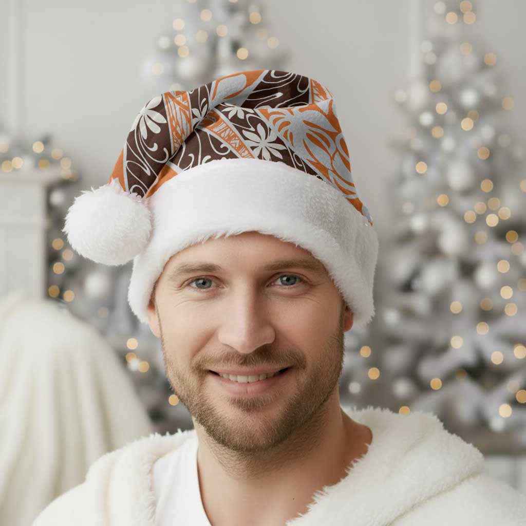 Puatou Tahiti Tiare Monstera Christmas Santa Hat Polynesian Pattern Curve Style - Polynesian Pride