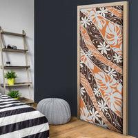 Puatou Tahiti Tiare Monstera Door Cover Polynesian Pattern Curve Style - Polynesian Pride
