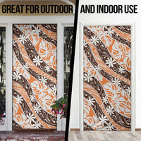 Puatou Tahiti Tiare Monstera Door Cover Polynesian Pattern Curve Style - Polynesian Pride