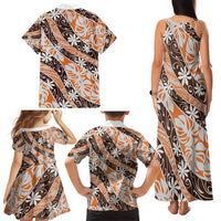 Puatou Tahiti Tiare Monstera Family Matching Tank Maxi Dress and Hawaiian Shirt Polynesian Pattern Curve Style - Polynesian Pride