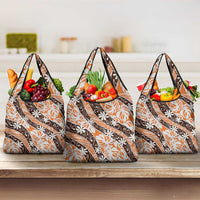 Puatou Tahiti Tiare Monstera Grocery Bag Polynesian Pattern Curve Style - Polynesian Pride