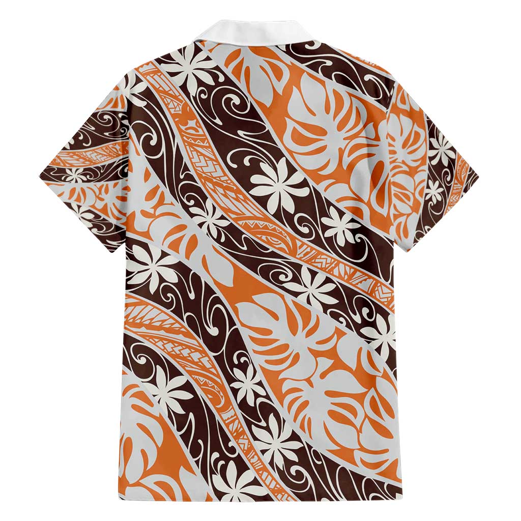 Puatou Tahiti Tiare Monstera Hawaiian Shirt Polynesian Pattern Curve Style - Polynesian Pride