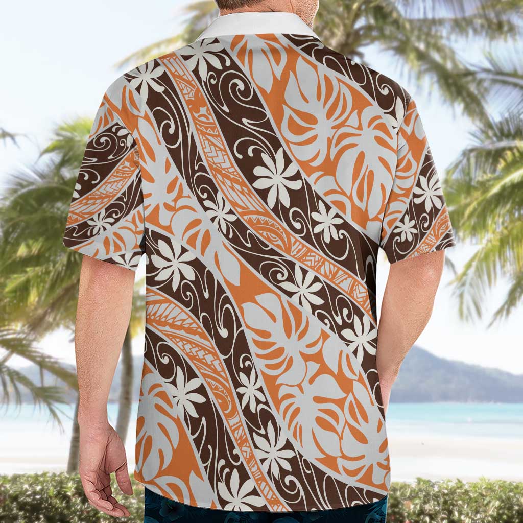 Puatou Tahiti Tiare Monstera Hawaiian Shirt Polynesian Pattern Curve Style - Polynesian Pride