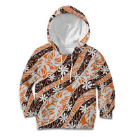 Puatou Tahiti Tiare Monstera Kid Hoodie Polynesian Pattern Curve Style - Polynesian Pride