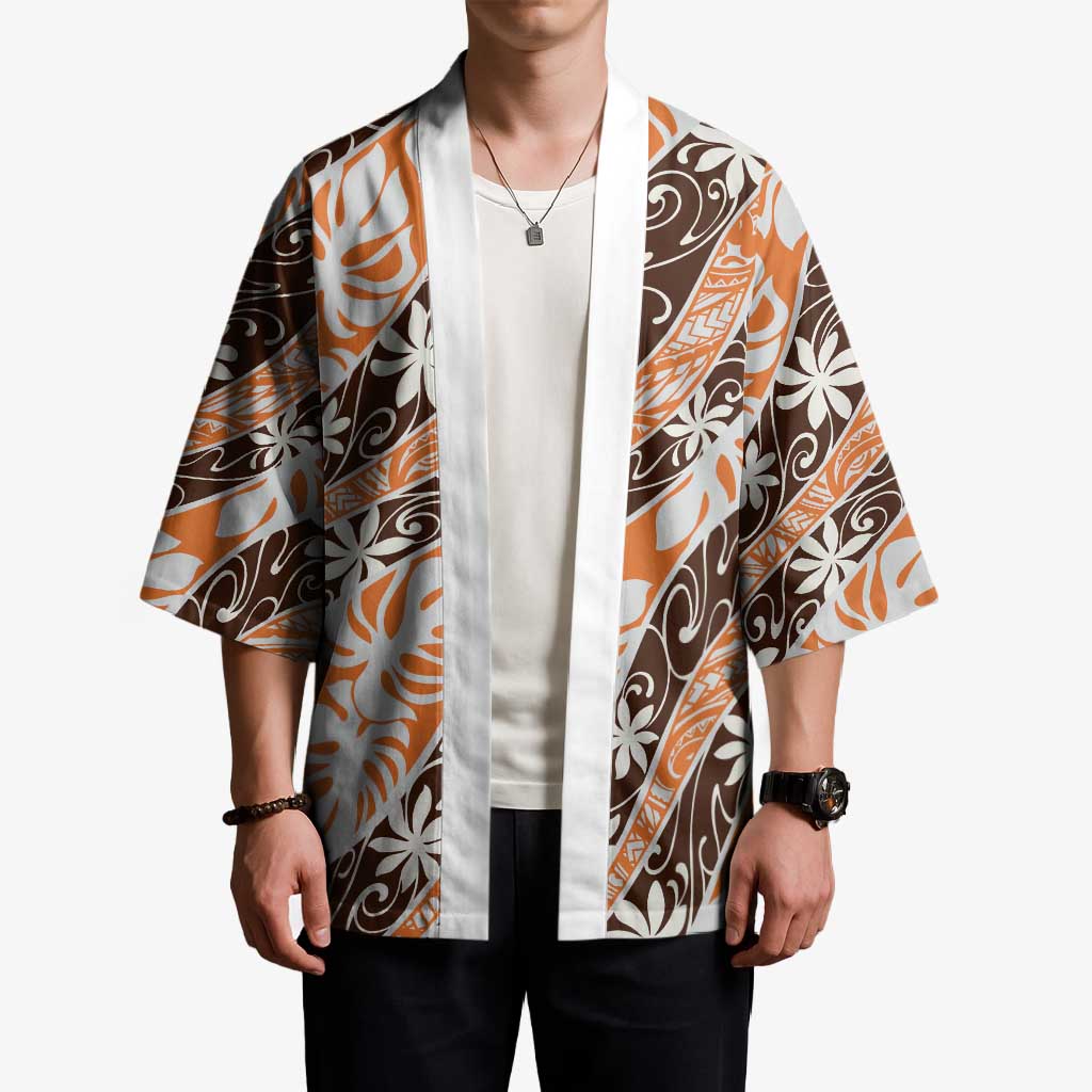 Puatou Tahiti Tiare Monstera Kimono Polynesian Pattern Curve Style - Polynesian Pride