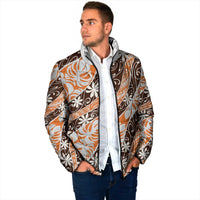 Puatou Tahiti Tiare Monstera Padded Jacket Polynesian Pattern Curve Style - Polynesian Pride