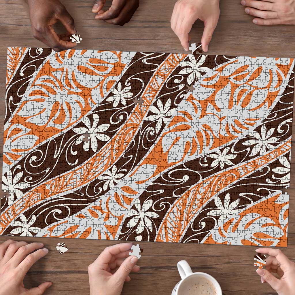 Puatou Tahiti Tiare Monstera Puzzle Polynesian Pattern Curve Style - Polynesian Pride