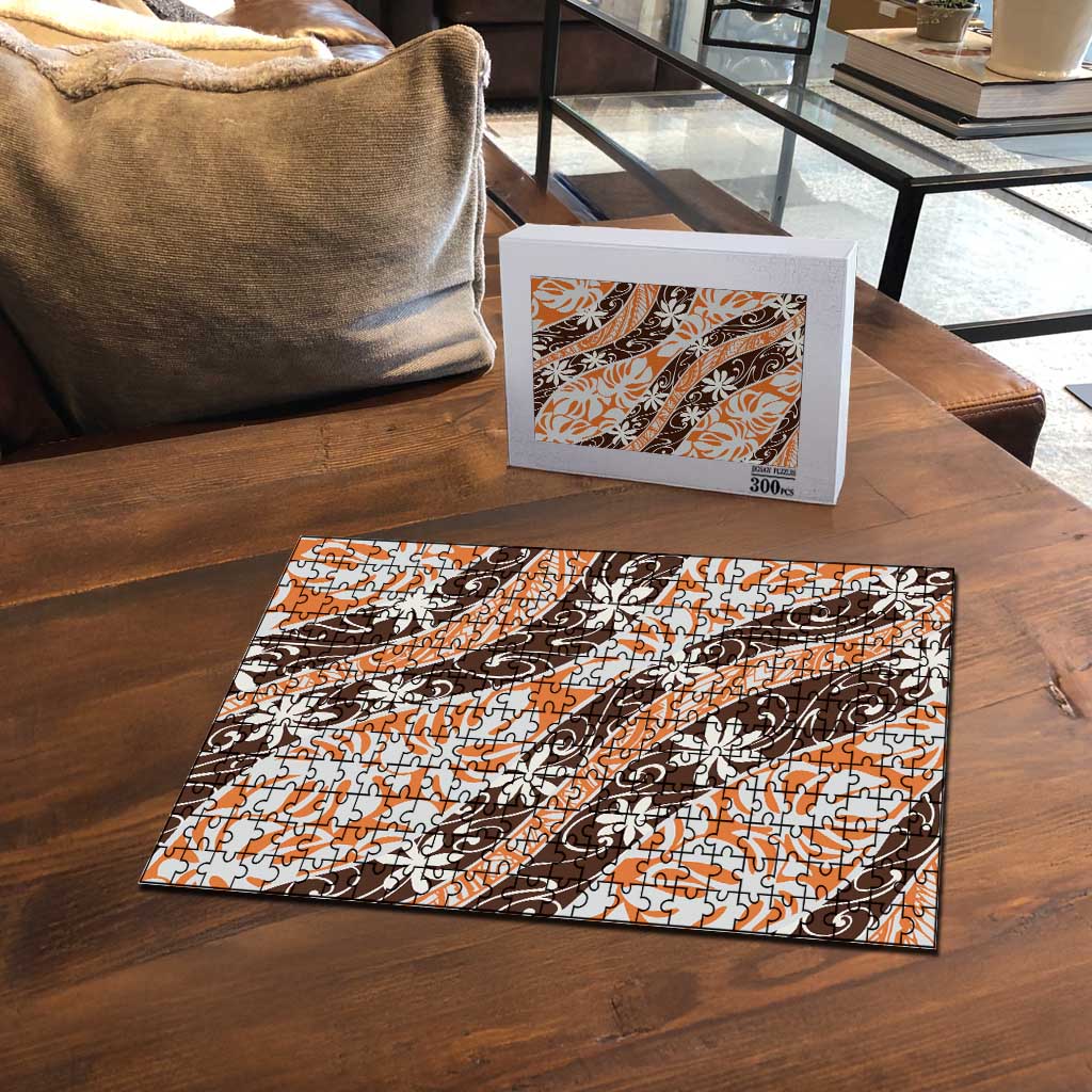 Puatou Tahiti Tiare Monstera Puzzle Polynesian Pattern Curve Style - Polynesian Pride