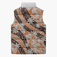 Puatou Tahiti Tiare Monstera Sleeveless Puffer Jacket Polynesian Pattern Curve Style - Polynesian Pride