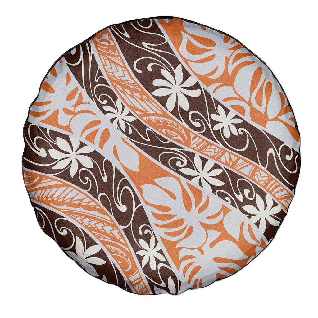 Puatou Tahiti Tiare Monstera Spare Tire Cover Polynesian Pattern Curve Style - Polynesian Pride